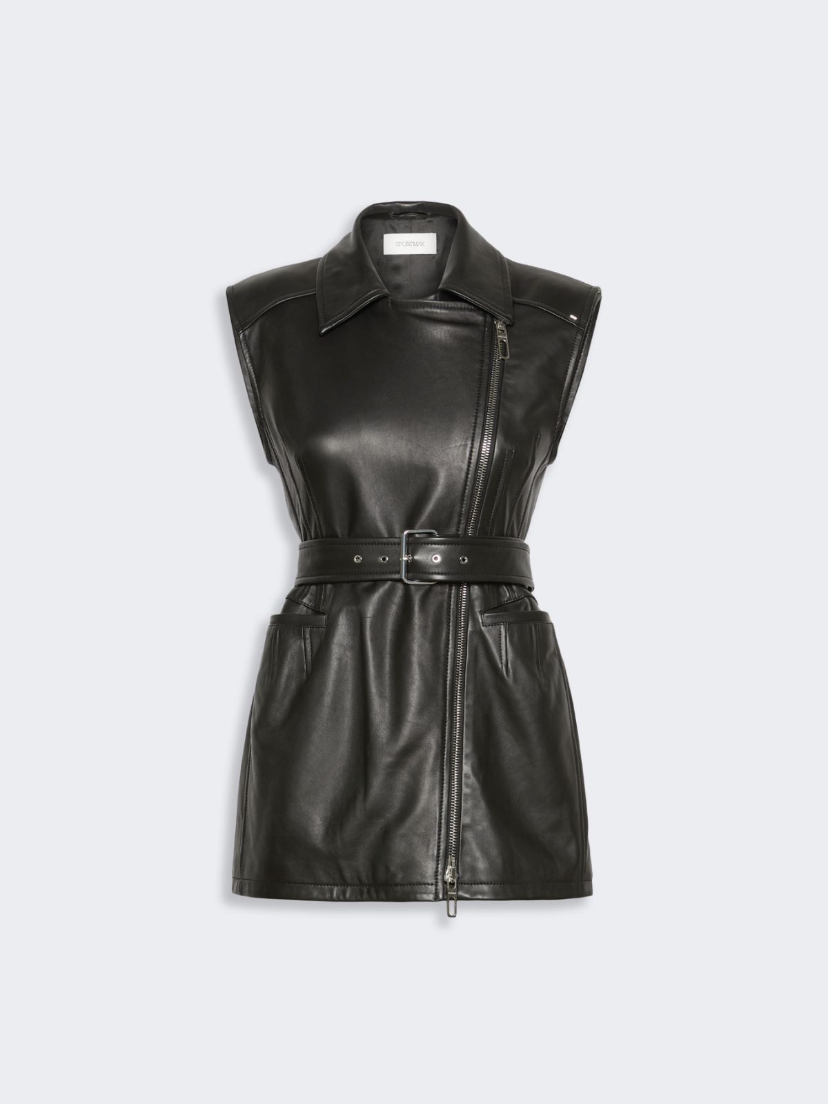 Ärmellose Jacke aus Nappaleder - SCHWARZ - Max Mara - 6