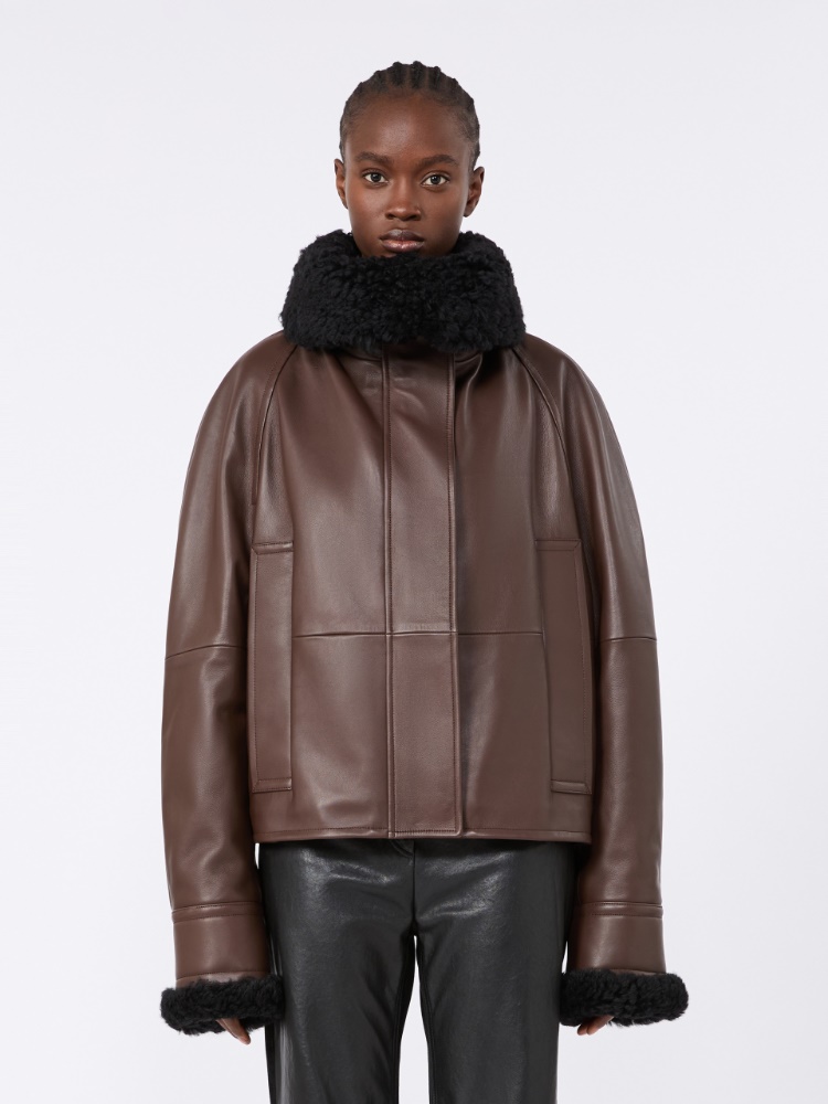 Short padded leather jacket - COFFEE - Max Mara - 2