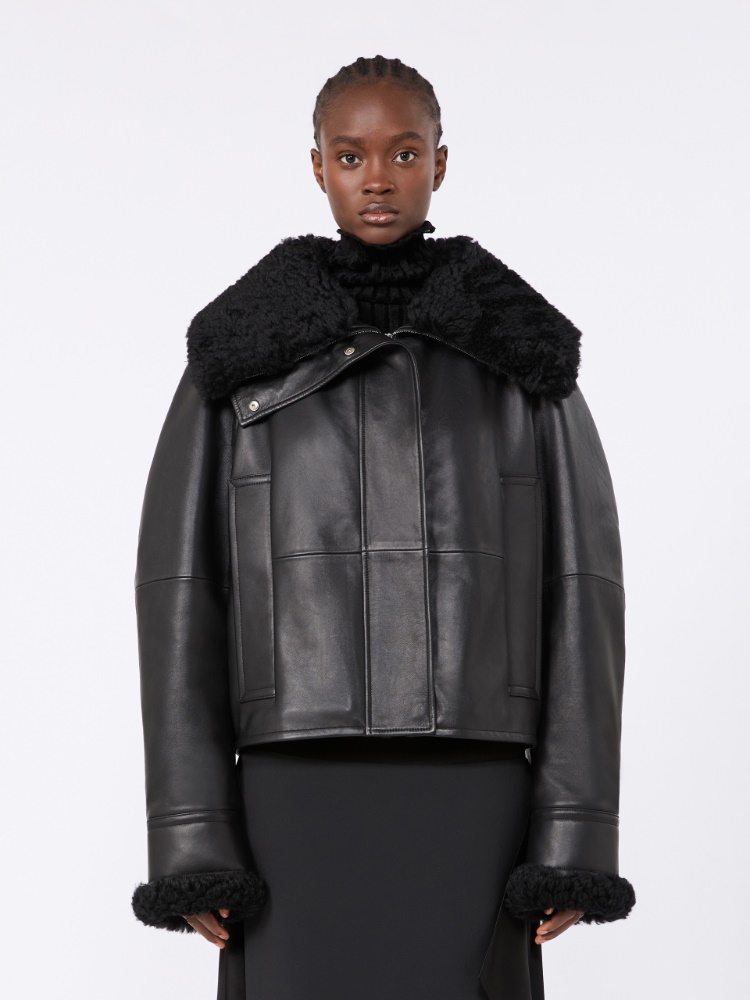 Short padded leather jacket - BLACK - Max Mara - 2