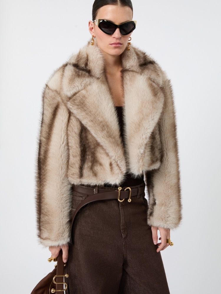 Short furry jersey jacket - MUD - Max Mara - 4