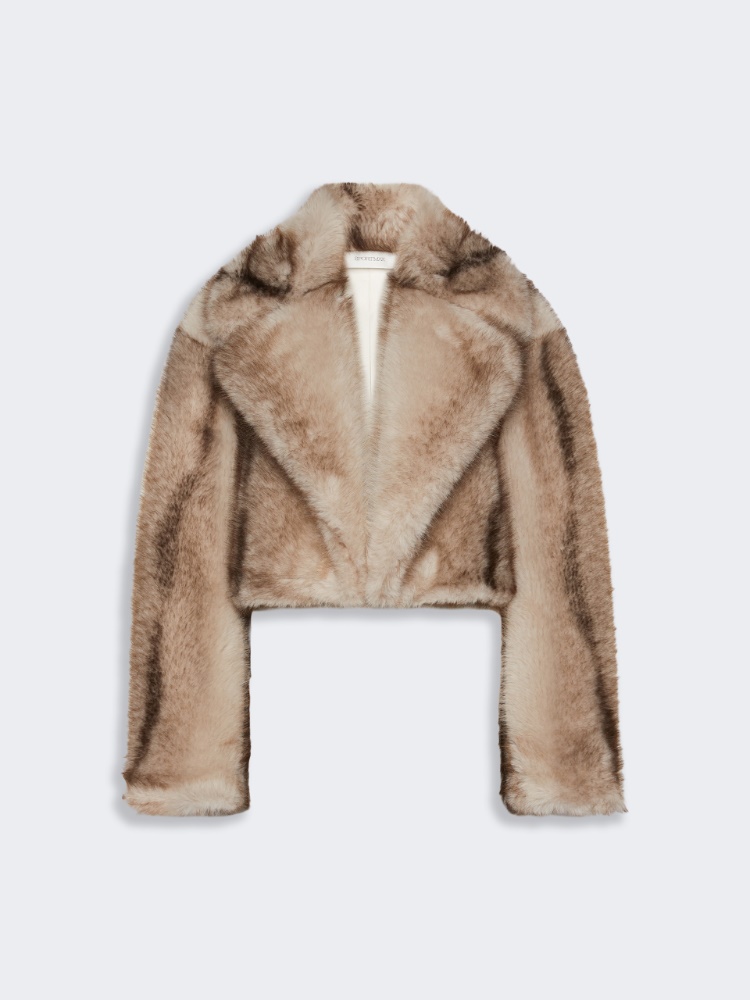 Short furry jersey jacket - MUD