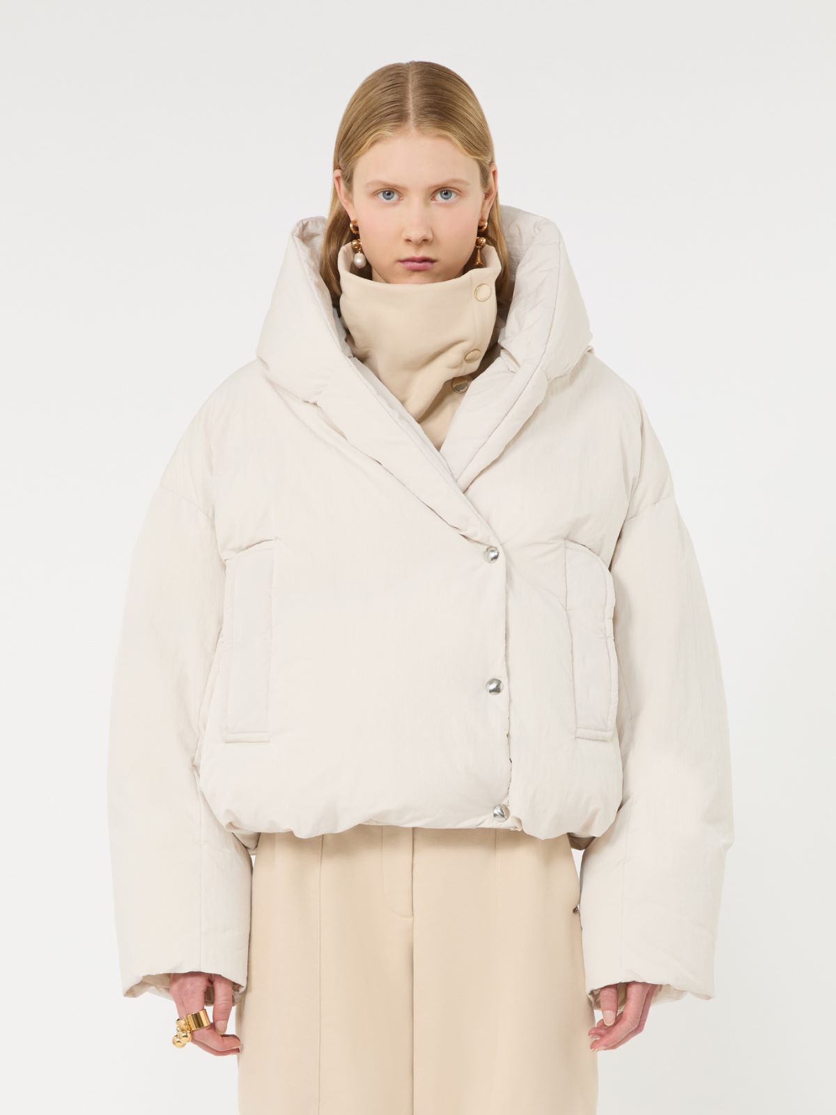 Short crinkled fabric down jacket - IVORY - Max Mara - 2