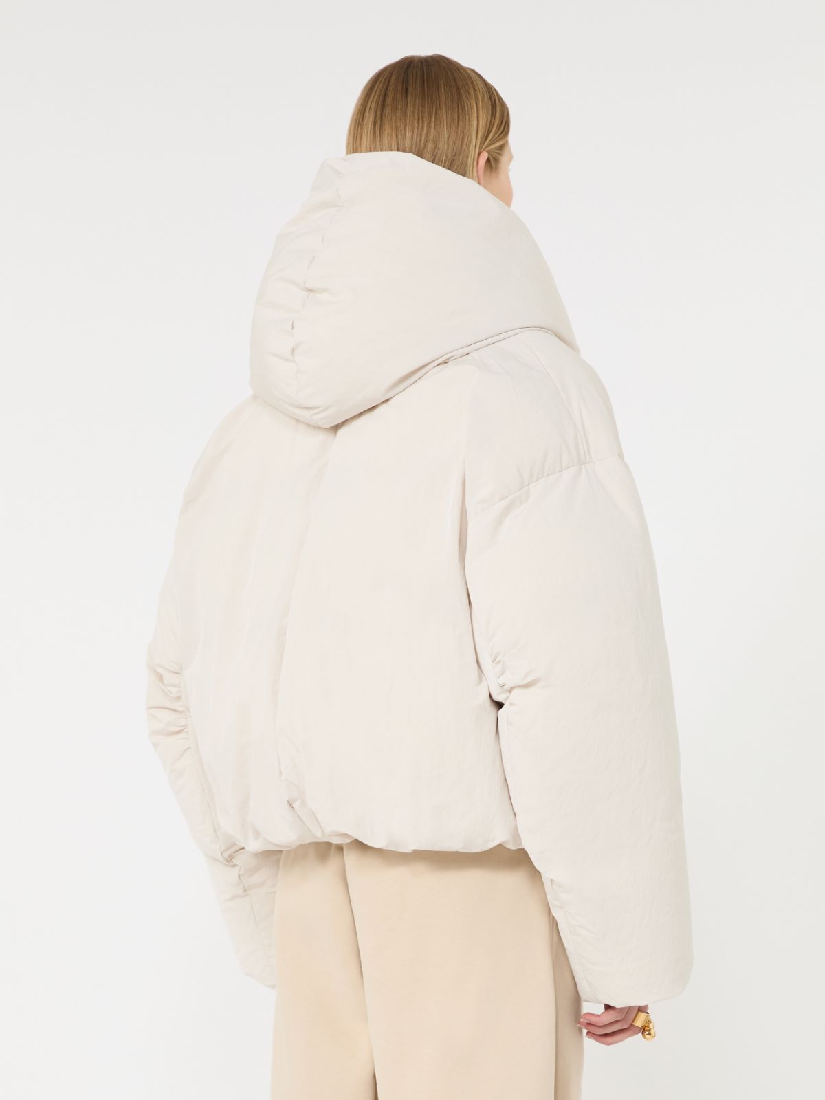Short crinkled fabric down jacket - IVORY - Max Mara - 3