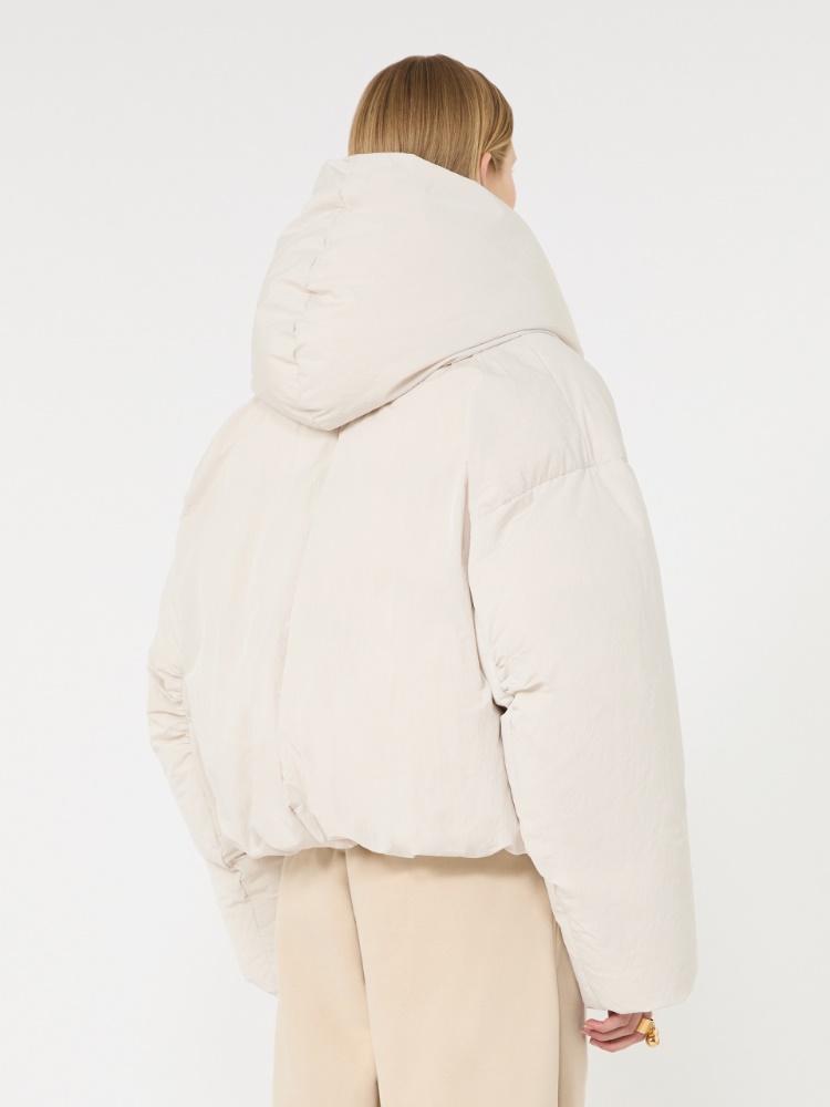 Short crinkled fabric down jacket - IVORY - Max Mara - 3