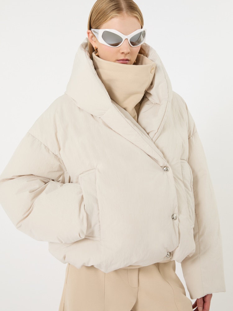 Short crinkled fabric down jacket - IVORY - Max Mara - 4