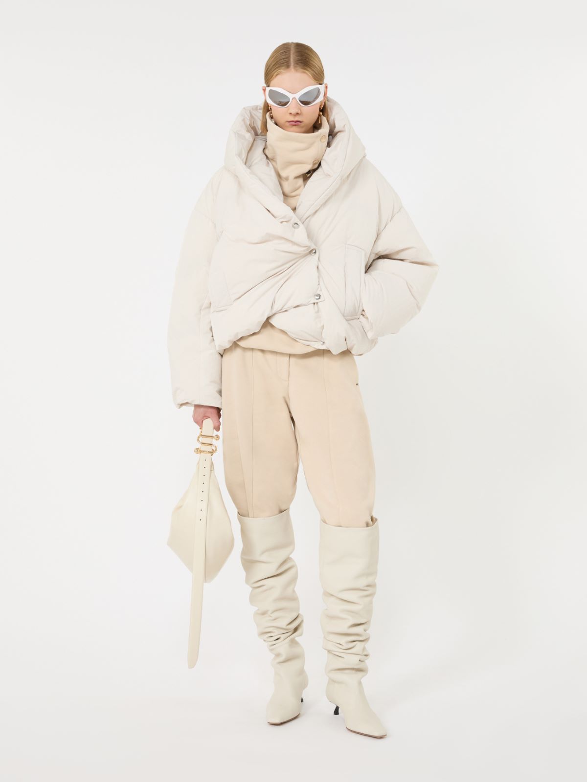 Short crinkled fabric down jacket - IVORY - Max Mara