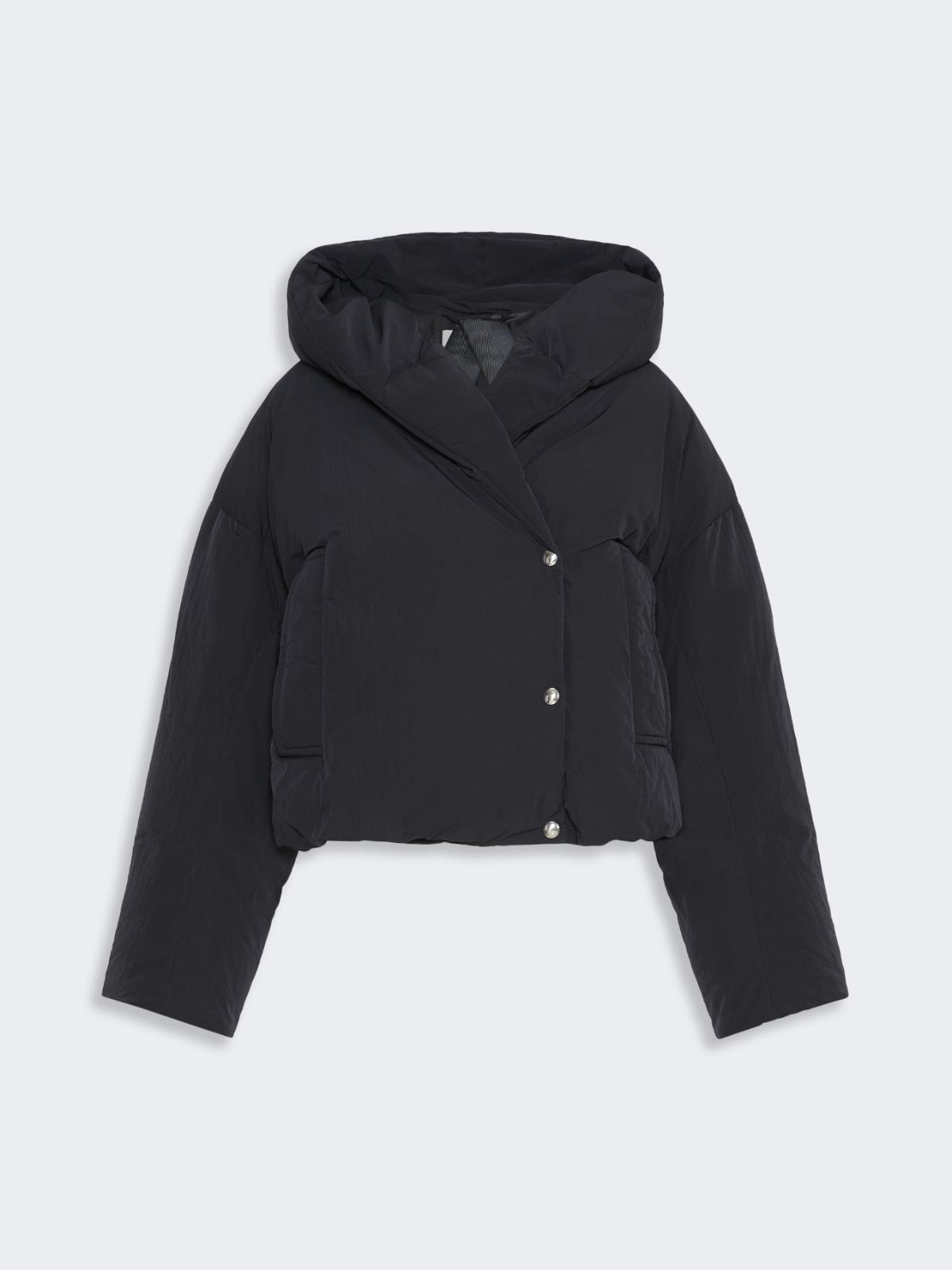 Krótka kurtka puchowa z gniecionej tkaniny - CZARNY - Max Mara - 6
