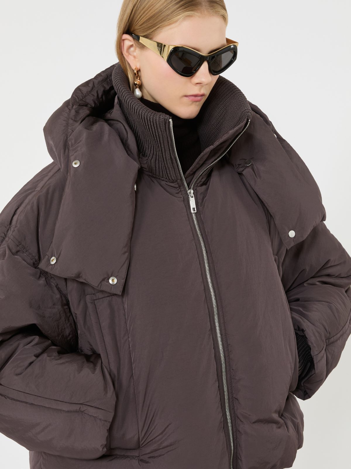 Short water-repellent down jacket - CHOCOLATE - Max Mara - 4