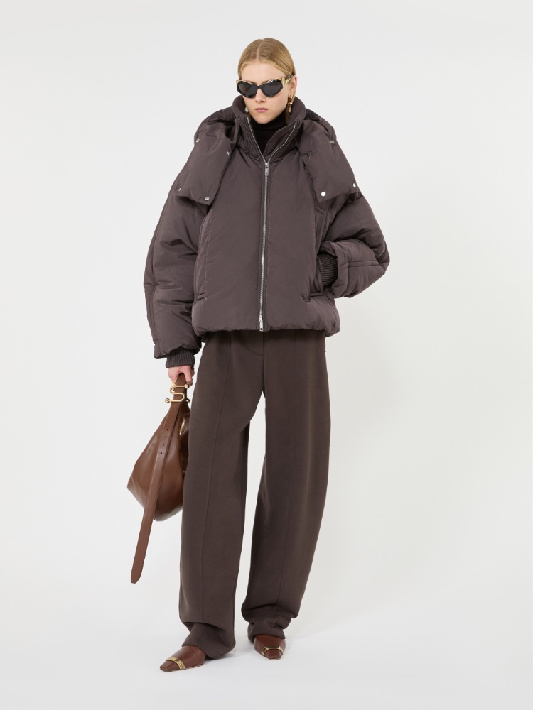 Short water-repellent down jacket - CHOCOLATE