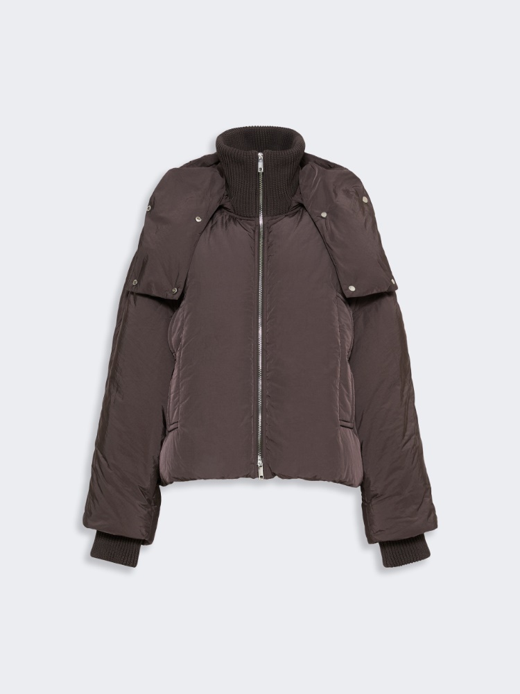 Short water-repellent down jacket - CHOCOLATE