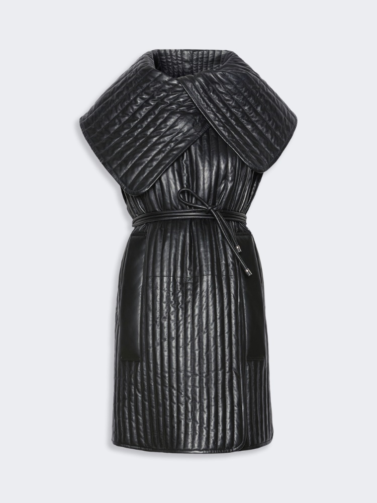 Long quilted gilet - BLACK