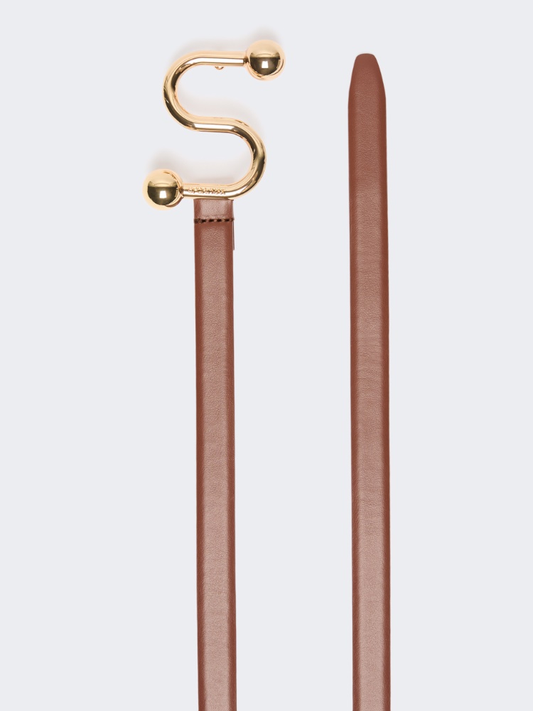 Leather low-waist belt - BROWN - 2
