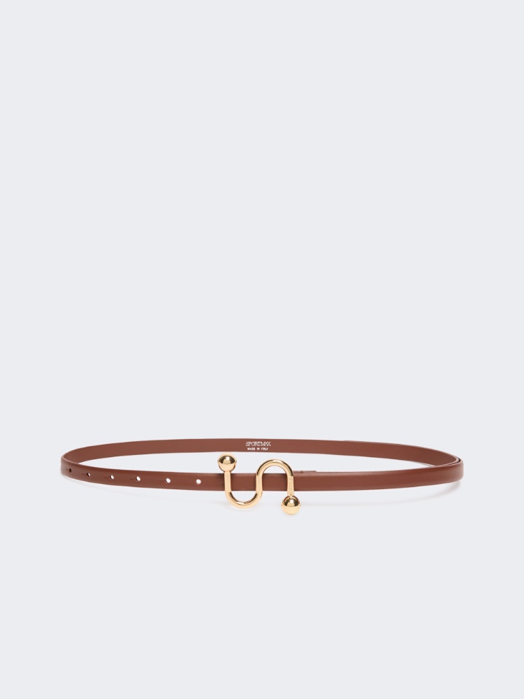 Leather low-waist belt - BROWN - 1