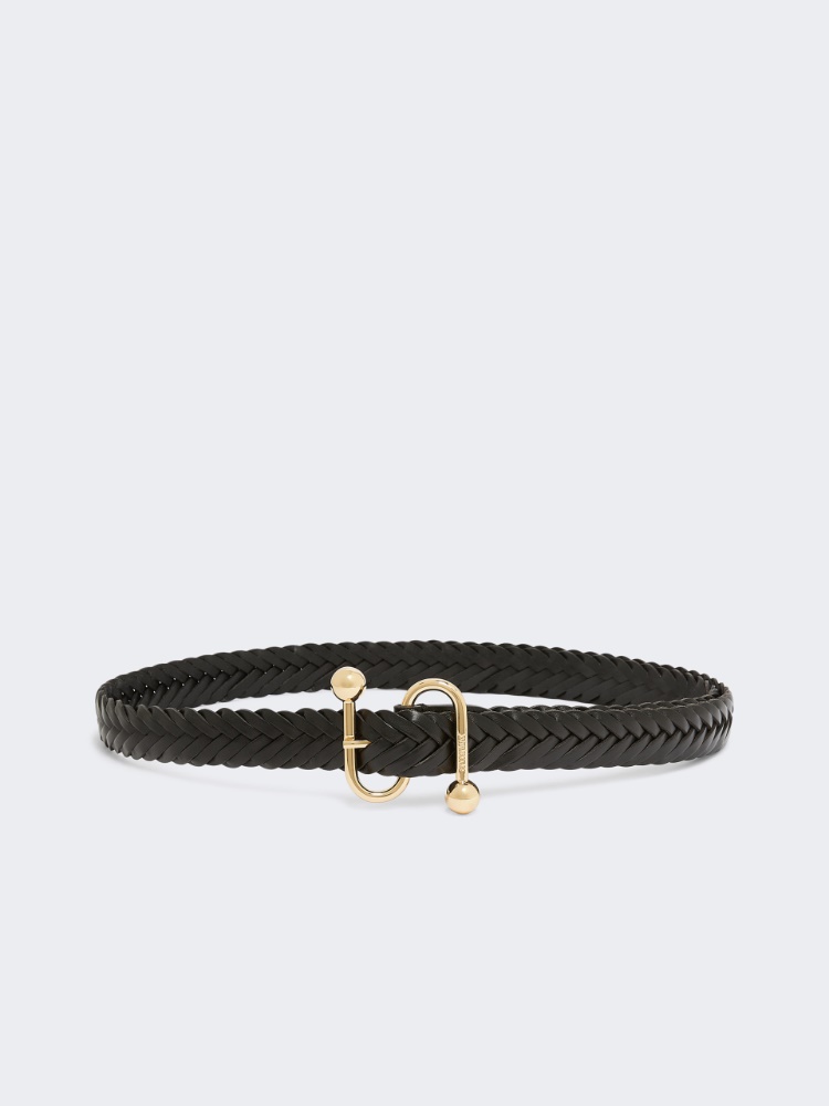 Woven leather belt - BLACK