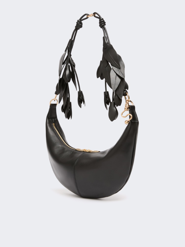 Sac hobo en nappa avec ornement floral - NOIR - 2