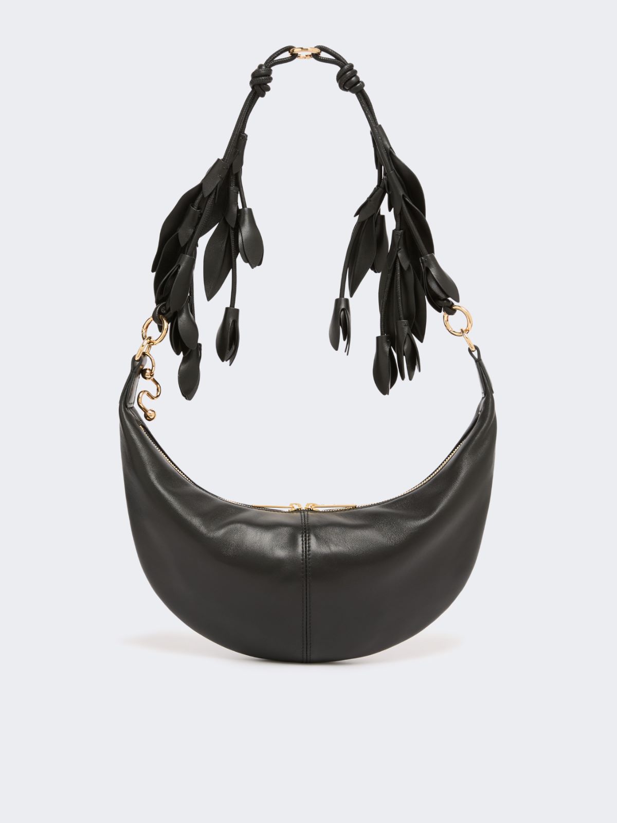 Nappa leather hobo bag with a flower decoration - BLACK - Max Mara - 3