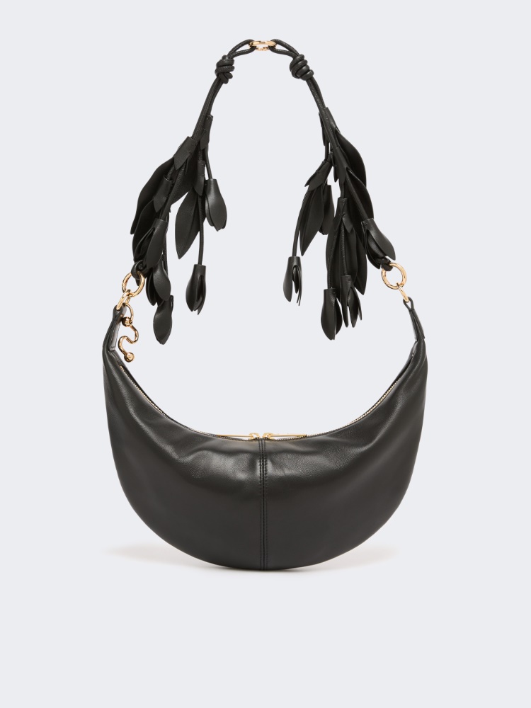 Nappa leather hobo bag with a flower decoration - BLACK - Max Mara - 3