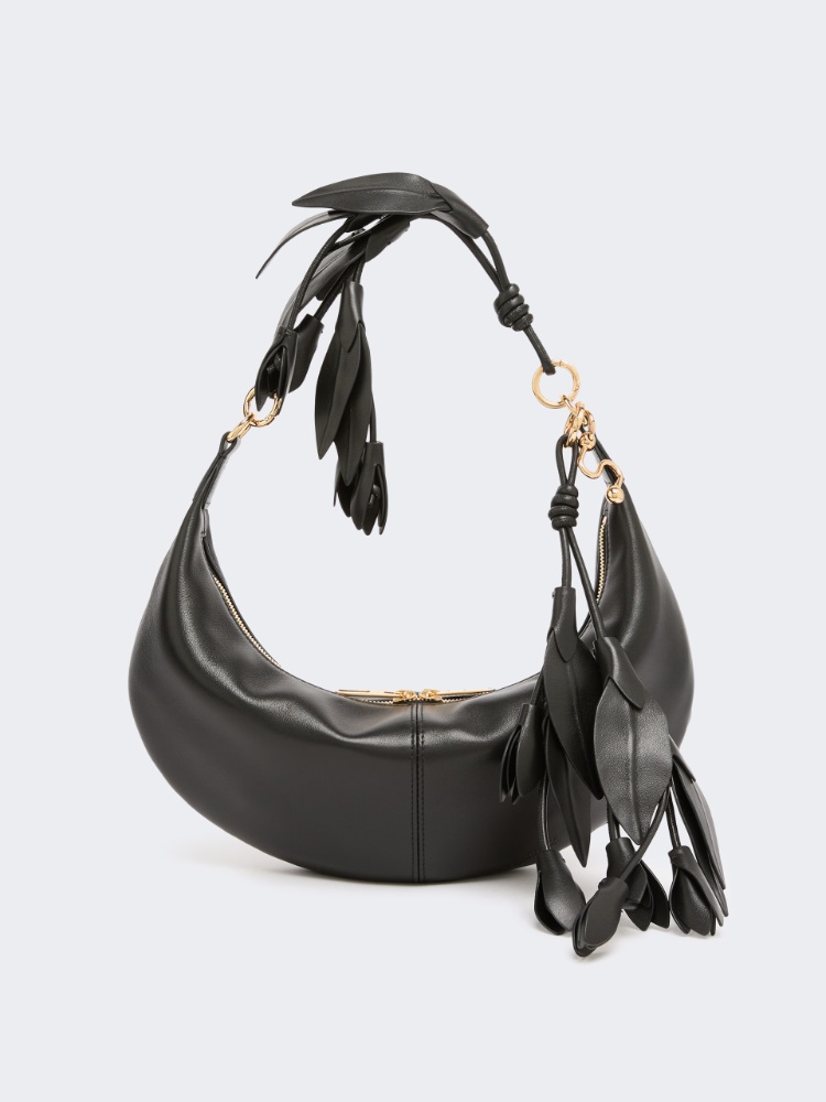 Sac hobo en nappa avec ornement floral - NOIR - 3