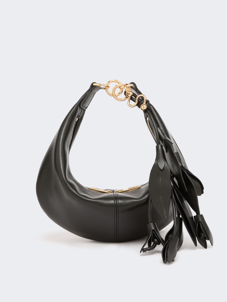Sac hobo en nappa avec ornement floral - NOIR - 4