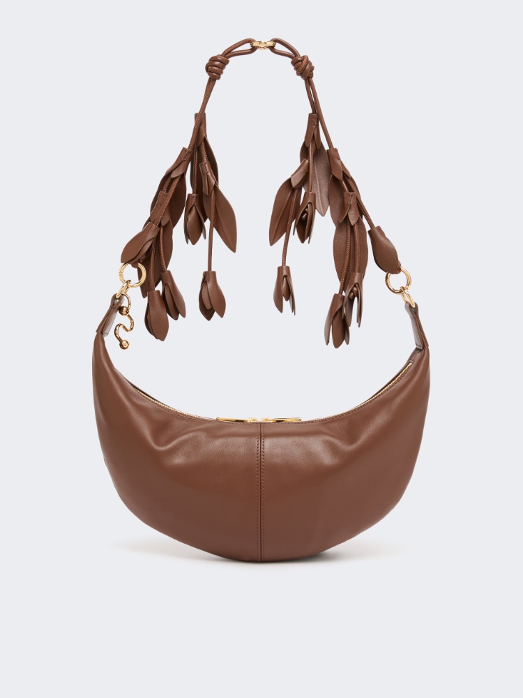 Nappa leather hobo bag with a flower decoration - BROWN - Max Mara - 3
