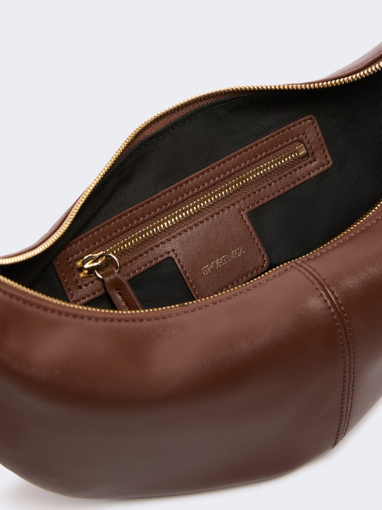 Sac hobo en nappa avec ornement floral - BRUN - 5