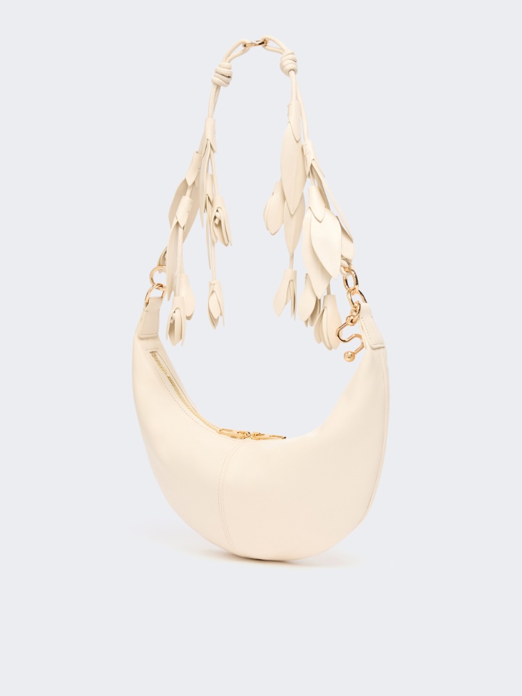 Sac hobo en nappa avec ornement floral - VANILLE - 2