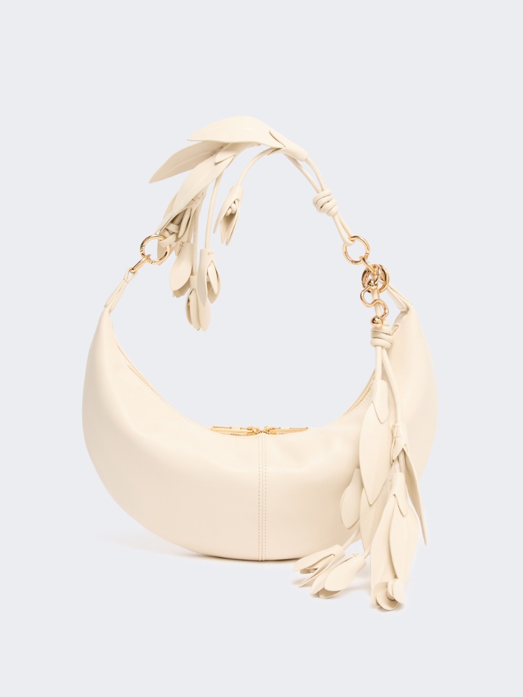Sac hobo en nappa avec ornement floral - VANILLE - 3