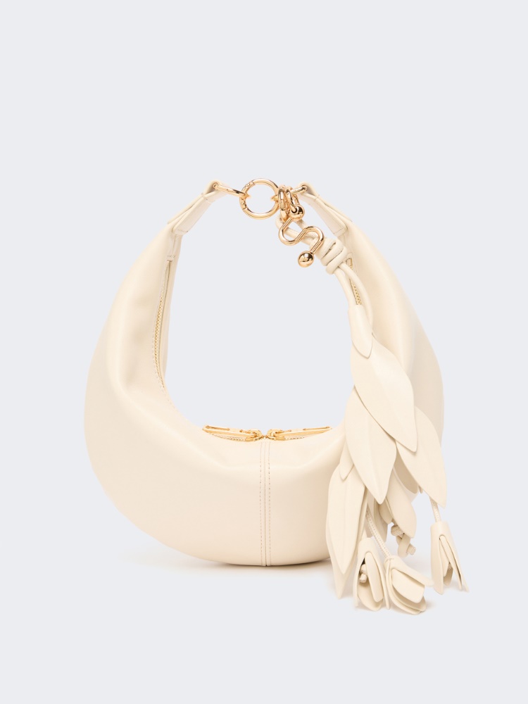 Sac hobo en nappa avec ornement floral - VANILLE - 4