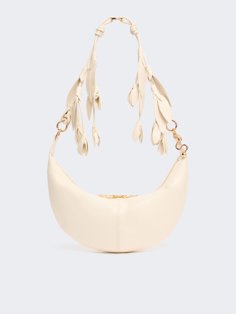 Hobo bag in nappa con ornamento floreale