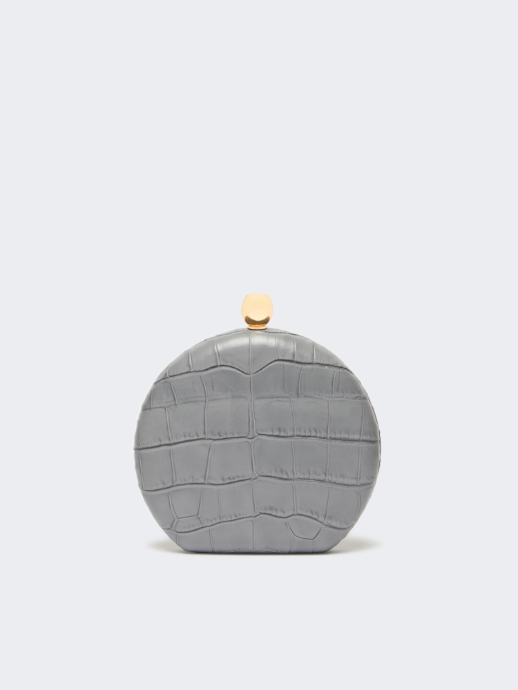 Crocodile-print calfskin clutch - MEDIUM GREY - Max Mara - 3