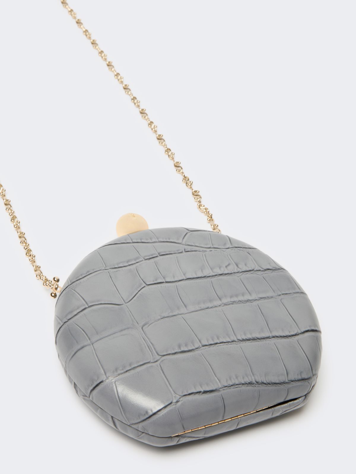 Crocodile-print calfskin clutch - MEDIUM GREY - Max Mara - 4