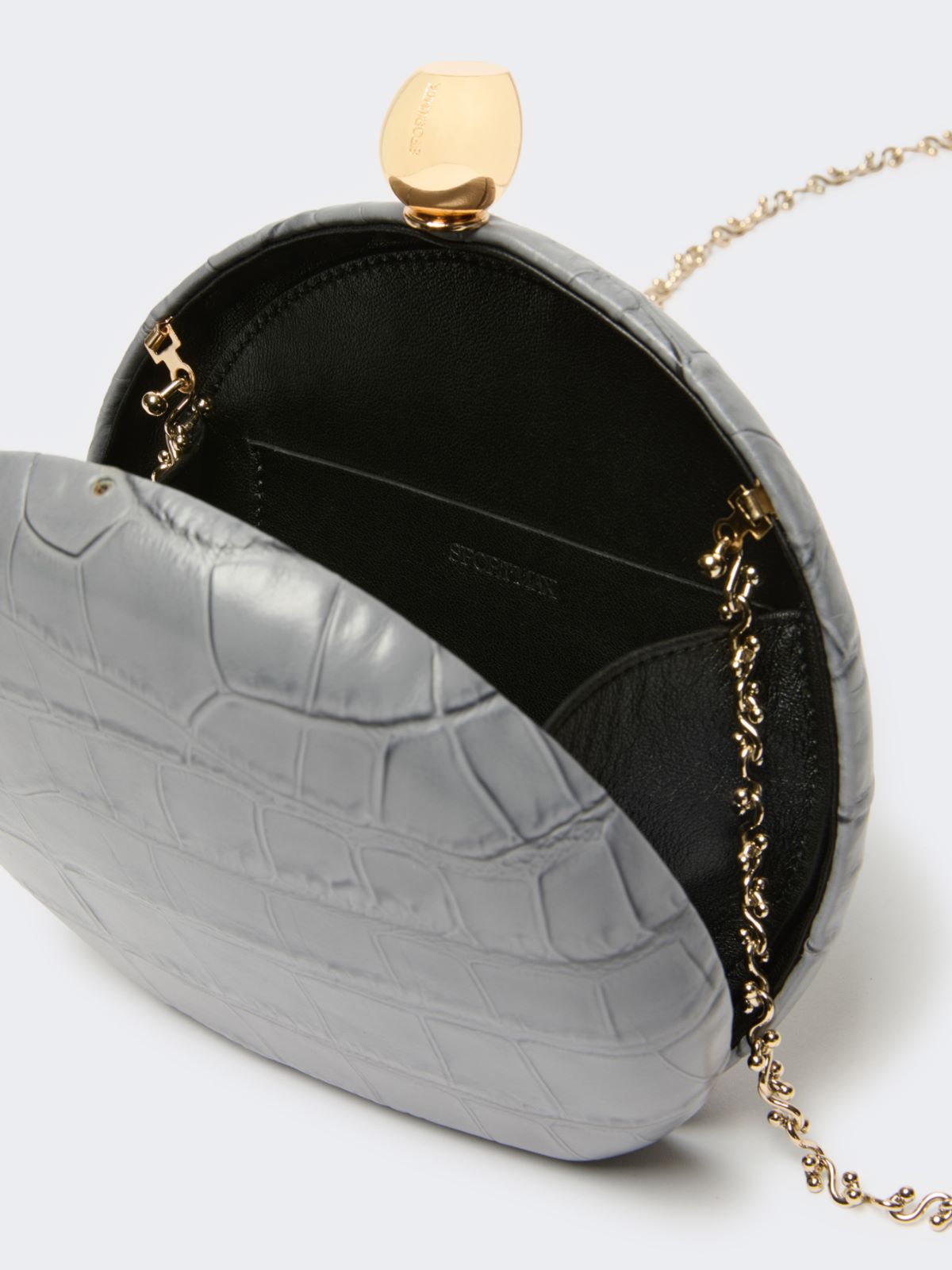 Crocodile-print calfskin clutch - MEDIUM GREY - Max Mara - 5