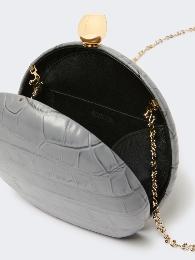 Crocodile-print calfskin clutch - MEDIUM GREY - Max Mara - 5