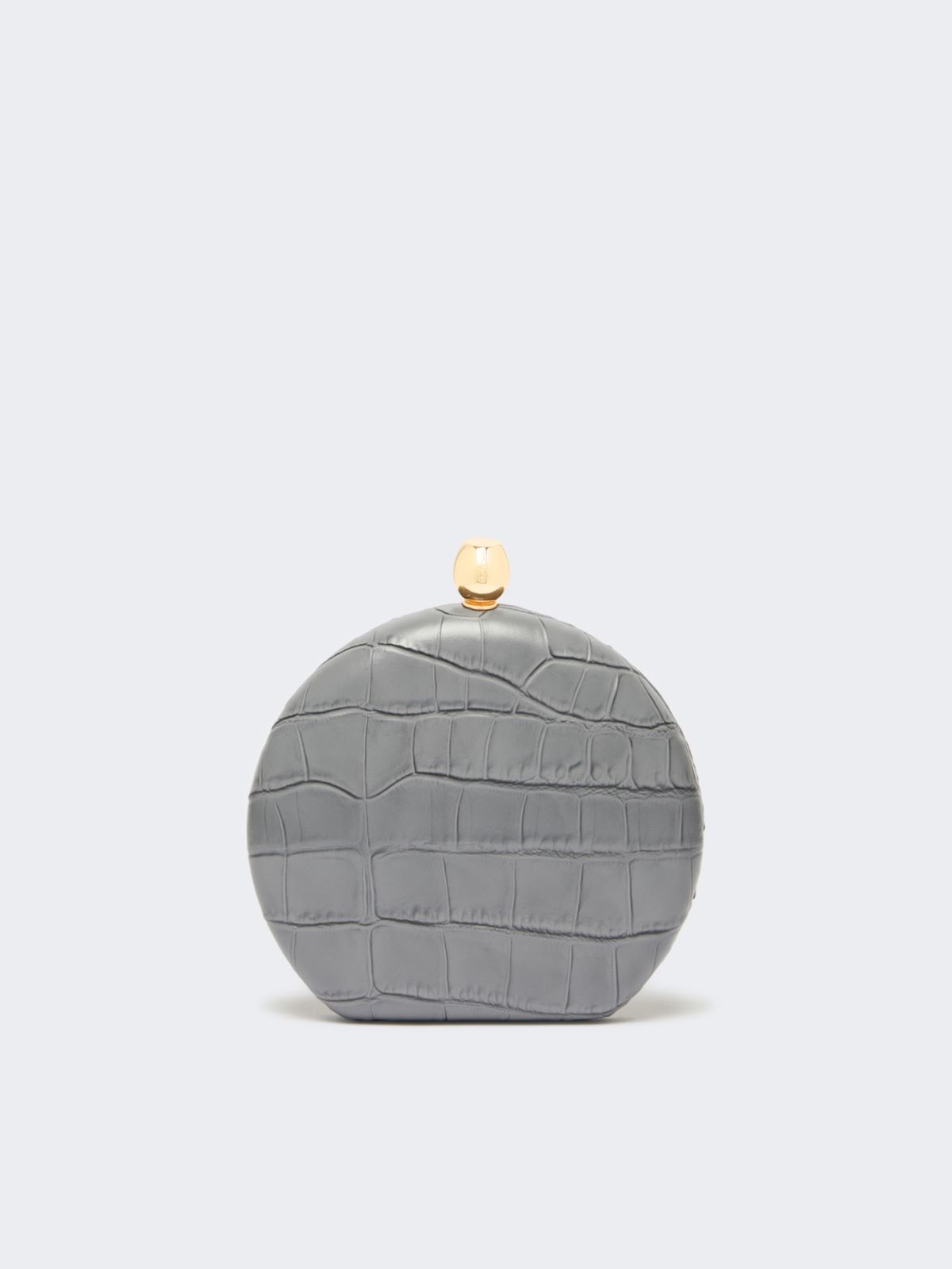 Crocodile-print calfskin clutch - MEDIUM GREY - Max Mara