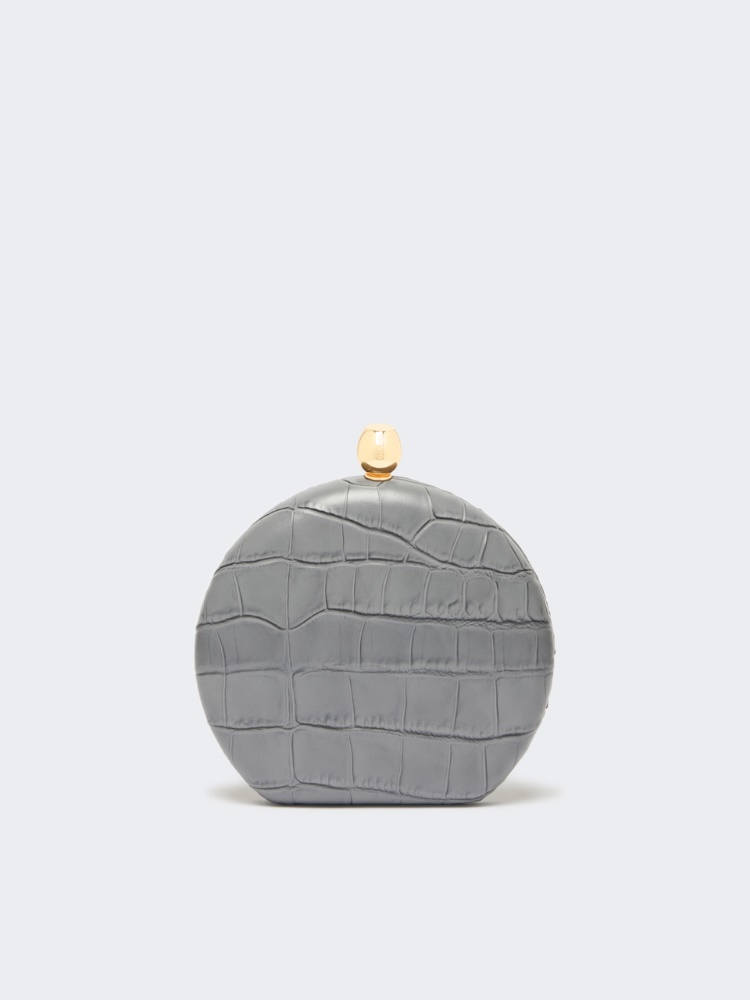 Crocodile-print calfskin clutch - MEDIUM GREY - Max Mara
