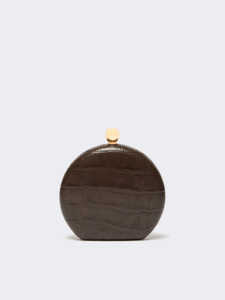 Crocodile-print calfskin clutch - BROWN - Max Mara - 3