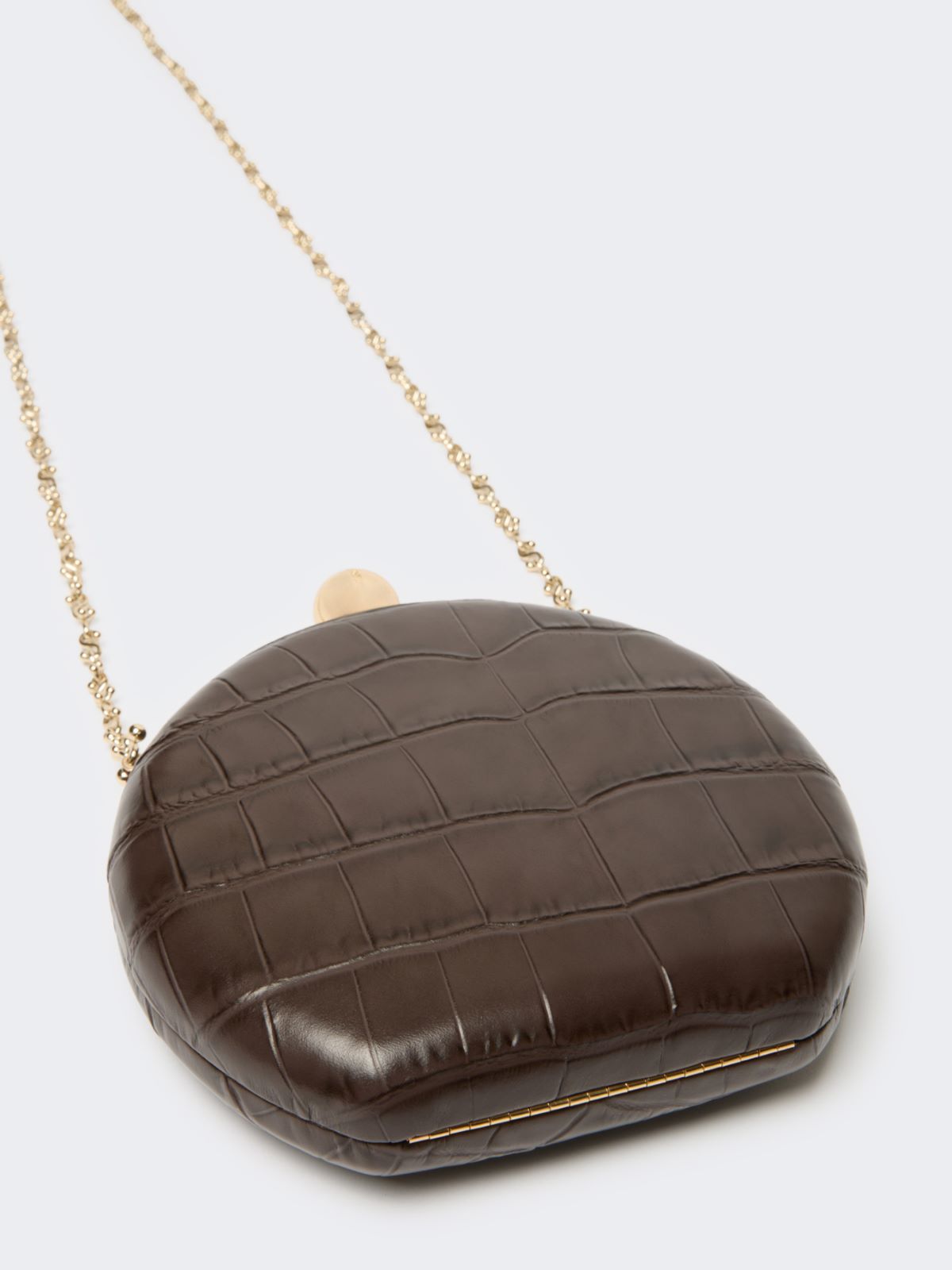Crocodile-print calfskin clutch - BROWN - Max Mara - 4