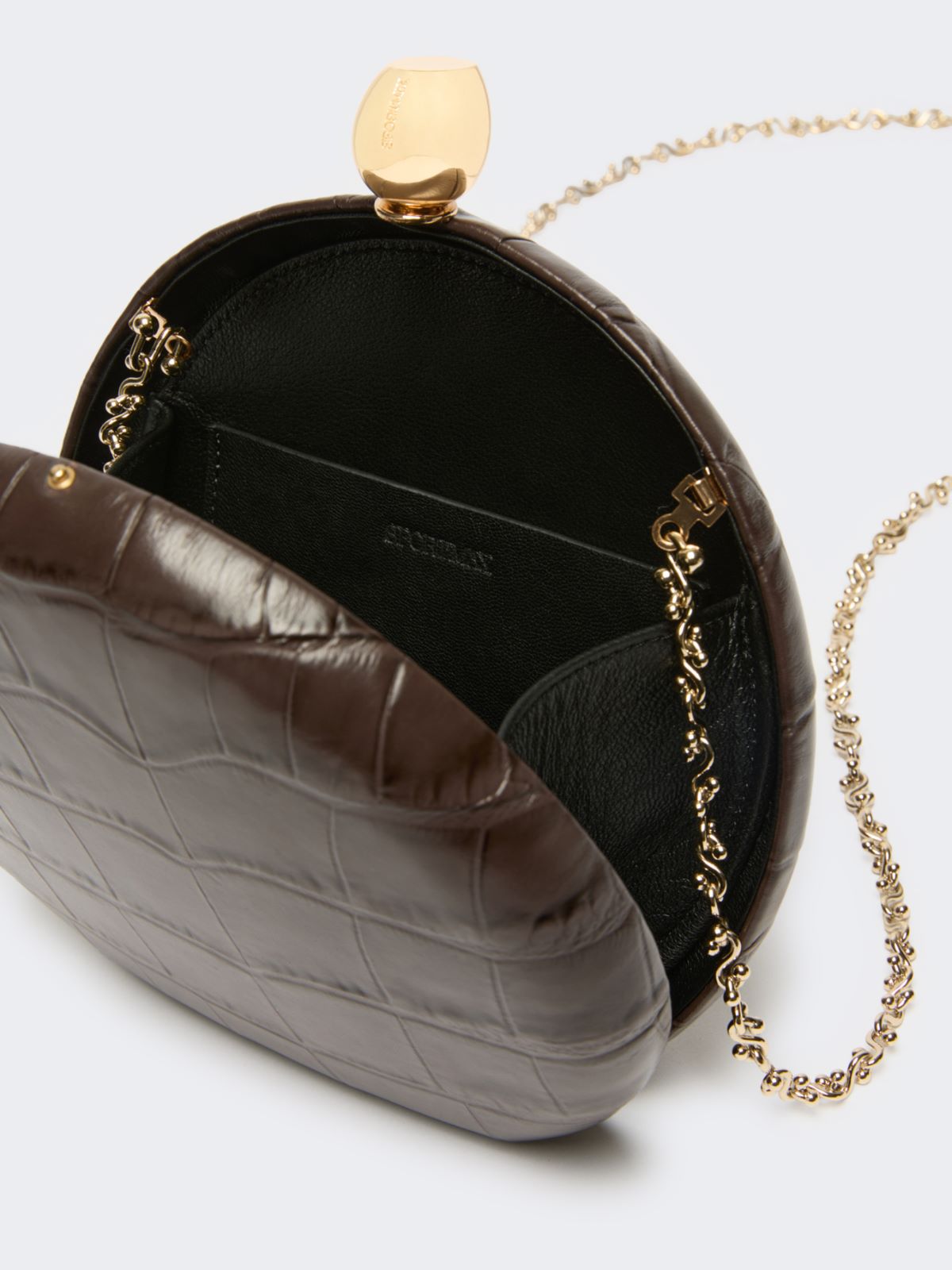 Crocodile-print calfskin clutch - BROWN - Max Mara - 5