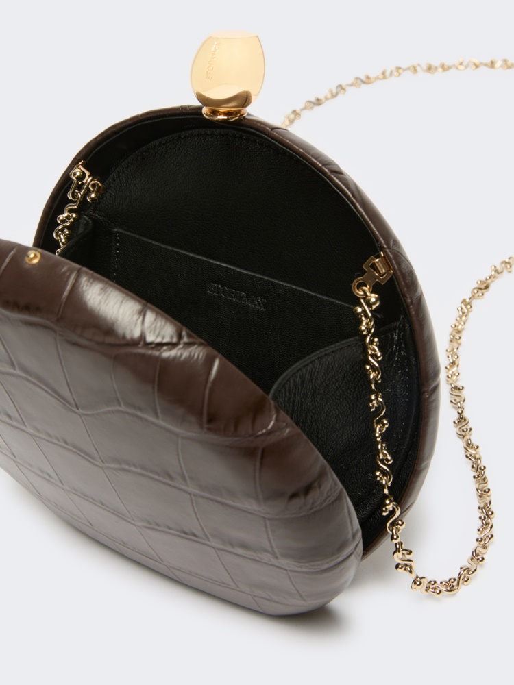 Crocodile-print calfskin clutch - BROWN - Max Mara - 5