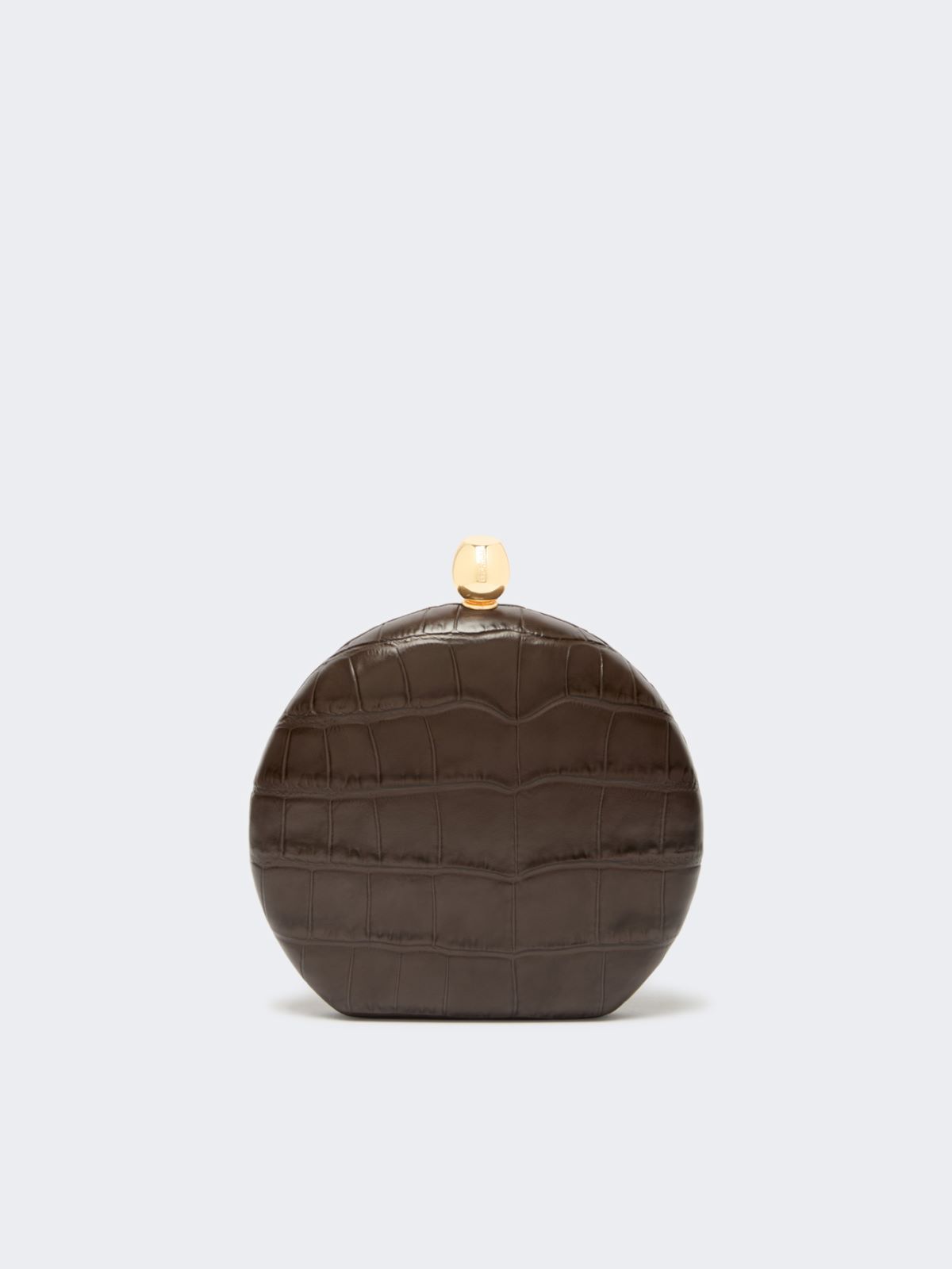 Crocodile-print calfskin clutch - BROWN - Max Mara
