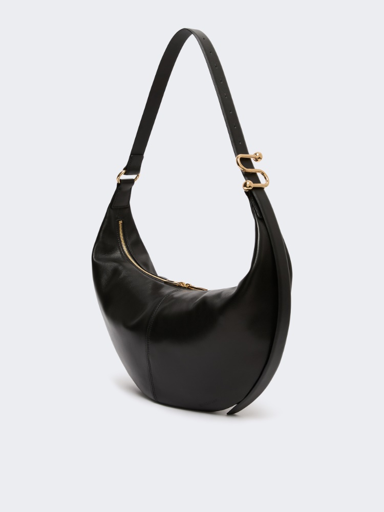 Nappa leather hobo bag - BLACK - 2