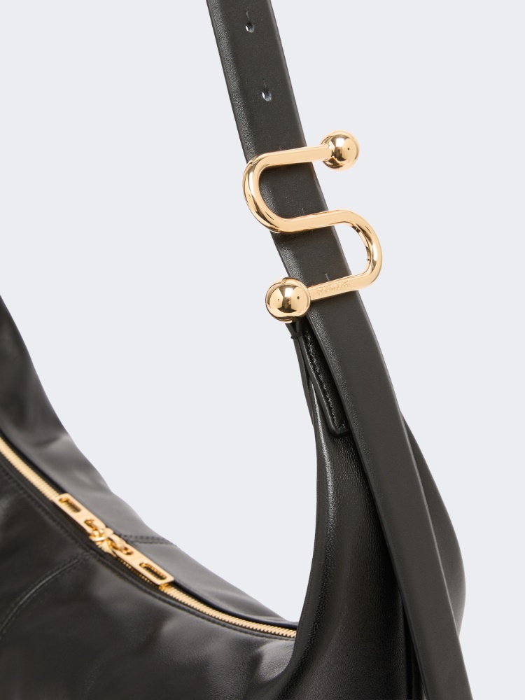Nappa leather hobo bag - BLACK - 3