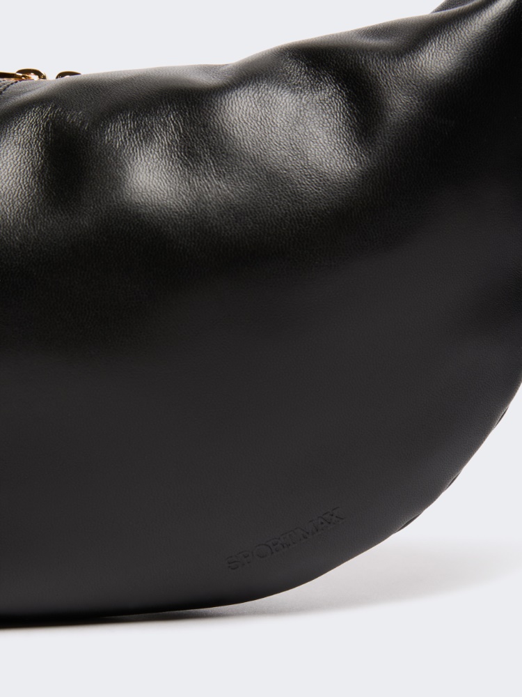 Nappa leather hobo bag - BLACK - 4