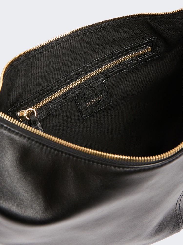 Nappa leather hobo bag - BLACK - 5