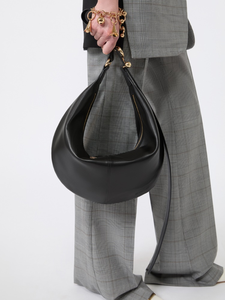 Hobo-Bag aus Nappaleder - SCHWARZ