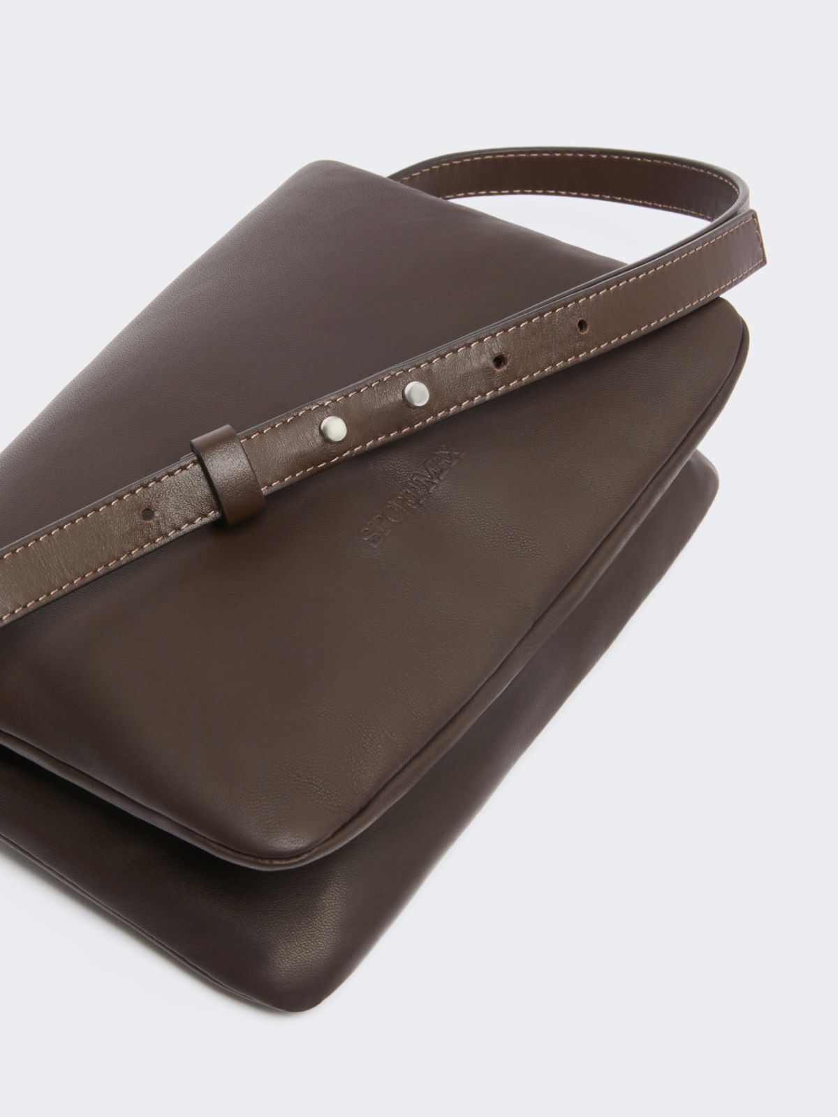 Padded Nappa leather mini Soffy bag - COCOA - 4