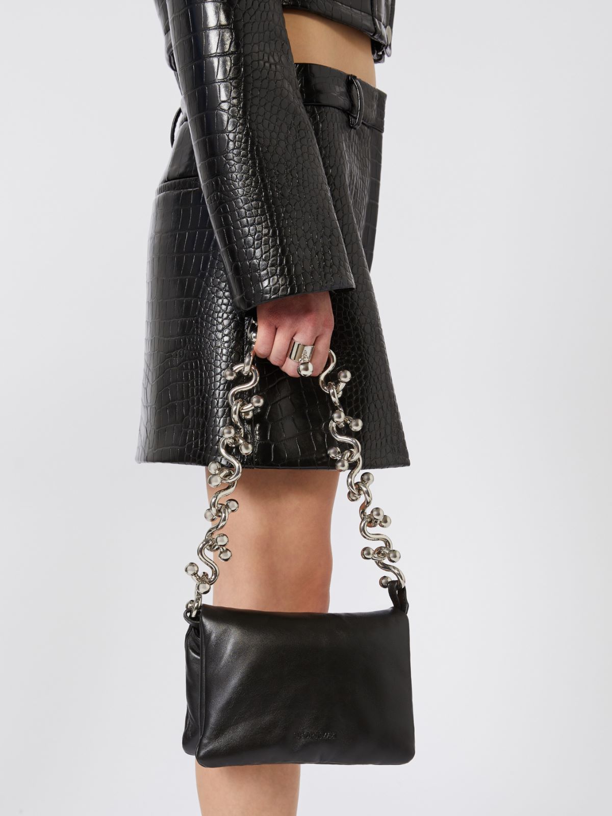 Padded Nappa leather mini Soffy bag - BLACK