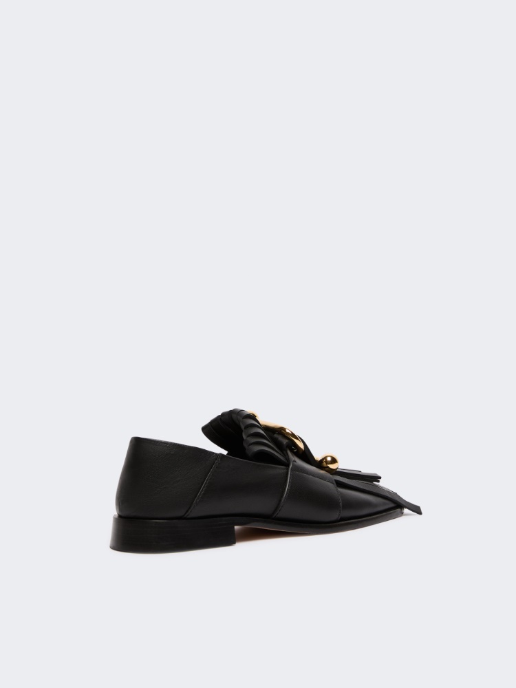 Fringed Nappa leather moccasins - BLACK - Max Mara - 3