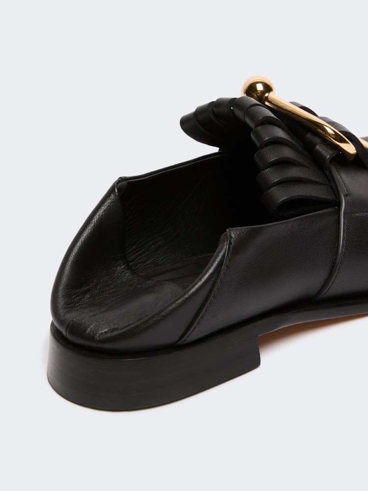 Fringed Nappa leather moccasins - BLACK - 4