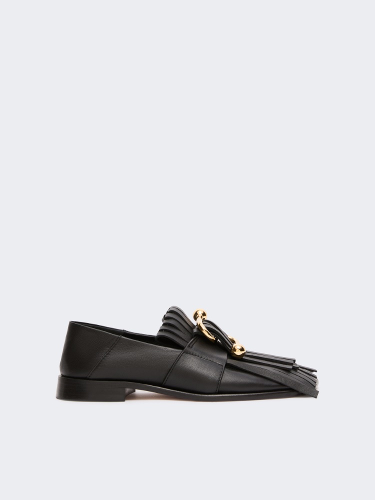 Fringed Nappa leather moccasins - BLACK